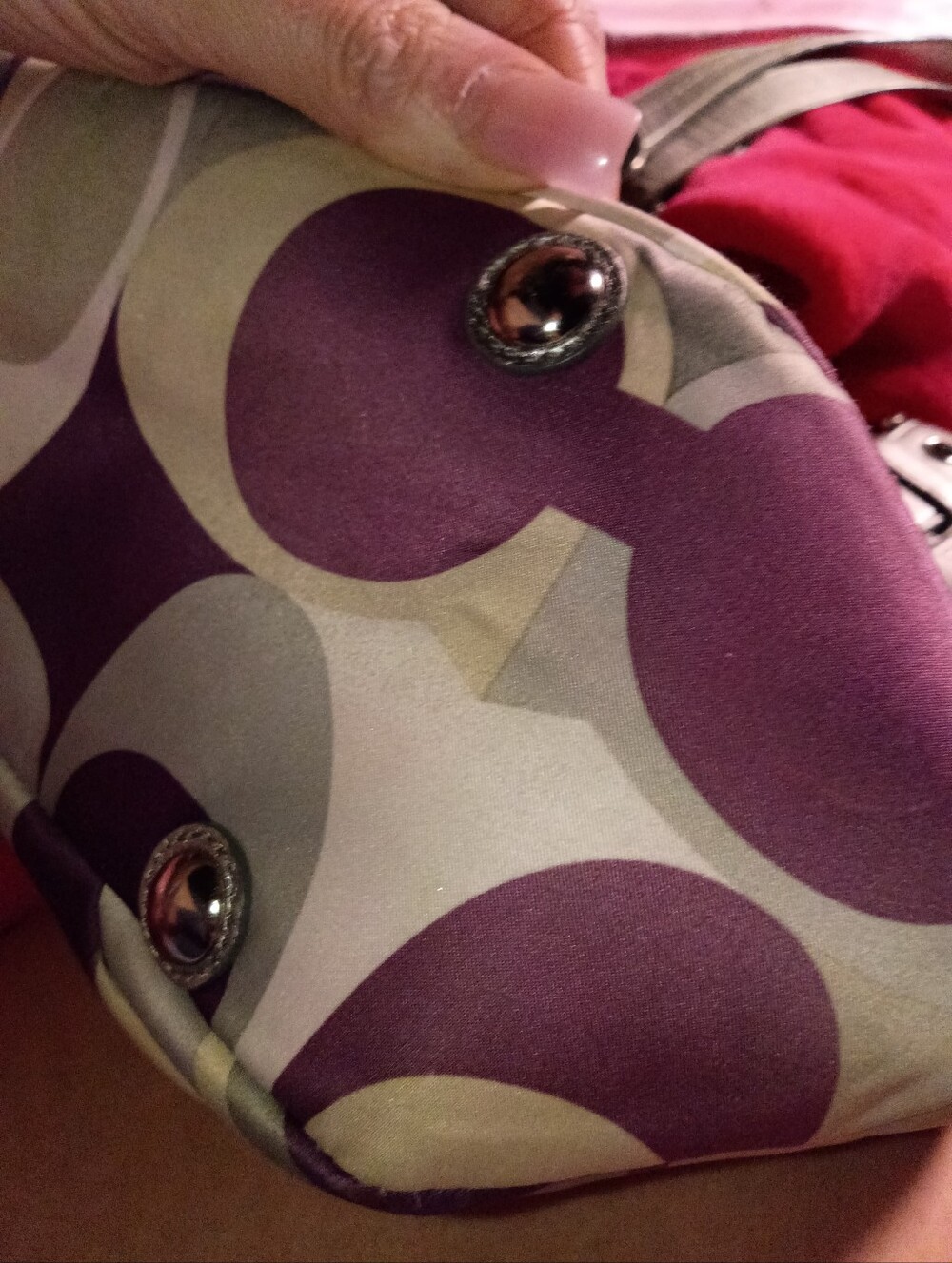 Coach Purple Multi Signature Tote with Silver Handles - Picture 5 of 7